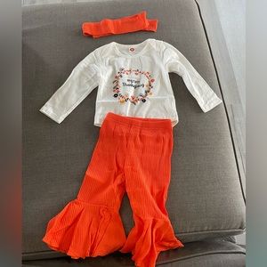 NEW my first thanksgiving Onsie, flare pants and headband set